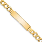 14k Polished Semi-Solid Chain/Solid Plate Curb Link 37.5x Plate ID Bracelet