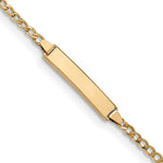 14k Polished Semi-Solid Chain/Solid Plate Cuban Link 20x Plate ID Bracelet