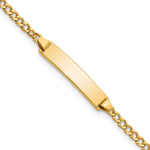14k Polished Semi-Solid Chain/Solid Plate Cuban Link 20x Plate Baby/Child ID Bracelet