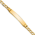 14k Polished Semi-Solid Chain/Solid Plate Cuban Link 35x Plate ID Bracelet