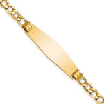 14k Polished Semi-Solid Chain/Solid Plate Cuban Link Soft Diamond Shape 34x Plate ID Bracelet