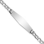 14k White Gold Polished Semi-Solid Chain/Solid Plate Cuban Link Soft Diamond Shape 34x Plate ID Bracelet