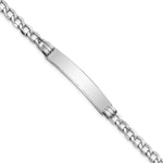 14k White Gold Polished Semi-Solid Chain/Solid Plate Cuban Link 35x Plate ID Bracelet