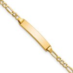 14k Polished Semi-Solid Chain/Solid Plate Figaro Link 19.5x Plate ID Bracelet