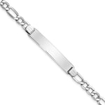 14K White Gold Polished Semi-Solid Chain/Solid Plate Figaro Link 35x Plate ID Bracelet