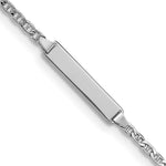 14k White Gold Polished Semi-Solid Chain/Solid Plate Anchor Link 20x Plate ID Bracelet