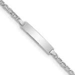 14k White Gold Polished Semi-Solid Chain/Solid Plate Anchor Link 20.5x Plate ID Bracelet