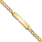 14k Polished Semi-Solid Chain/Solid Plate Cuban Link 23.5x Plate Baby/Child ID Bracelet