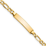 14k Polished Semi-Solid Chain/Solid Plate Figaro Link 23x Plate ID Bracelet