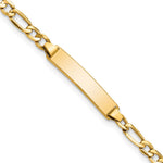 14k Polished Semi-Solid Chain/Solid Plate Figaro Link 20.3x Plate ID Bracelet
