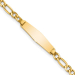 14k Polished Semi-Solid Chain/Solid Plate Figaro Link Soft Diamond Shape 19.5x Plate ID Bracelet