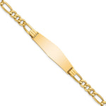 14k Polished Semi-Solid Chain/Solid Plate Figaro Link Soft Diamond Shape 38x Plate ID Bracelet