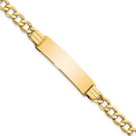 14k Polished Semi-Solid Chain/Solid Plate Curb Link 37.5x Plate ID Bracelet