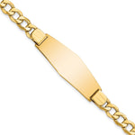 14k Polished Semi-Solid Chain/Solid Plate Curb Link Soft Diamond Shape 39x Plate ID Bracelet