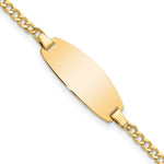 14k Polished Semi-Solid Chain/Solid Plate Curb Link Oval 18.5x Plate ID Bracelet