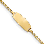 14k Polished Semi-Solid Chain/Solid Plate Curb Link Oval 18.5x Plate ID Bracelet