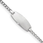 14k White Gold Polished Semi-Solid Chain/Solid Plate Curb Link Oval 18.5x Plate Baby/Child ID Bracelet