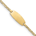 14k Polished Semi-Solid Chain/Solid Plate Anchor Link Oval 18.5x Plate Baby/Child ID Bracelet