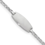 14k White Gold Polished Semi-Solid Chain/Solid Plate Anchor Link Oval 18.5x Plate ID Bracelet