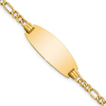 14k Polished Semi-Solid Chain/Solid Plate Figaro Link Oval 25x Plate ID Bracelet