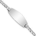 14k White Gold Polished Semi-Solid Chain/Solid Plate Curb Link Oval 25x Plate ID Bracelet