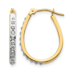 14k and White Rhodium Diamond Fascination Diamond Dust/Accent 2x Oval Hoop Earrings