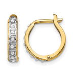 14k Diamond Fascination Diamond Dust/Accent 2x Round Hinged Hoop Earrings