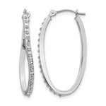 14k White Gold Diamond Fascination Diamond Dust/Accent 1x Oval Twist Hoop Earrings