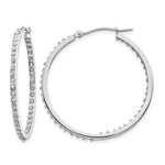 14k White Gold Diamond Fascination Diamond Dust/Accent 2x Round In/Out Hoop Earrings