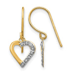 14k Diamond Fascination Diamond Dust/Accent Heart Dangle French Wire Earrings