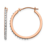 14k Rose Gold Diamond Fascination Diamond Dust/Accent 2x Round Hoop Earrings