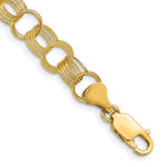 14k Solid Polished and Textured Triple Link Charm Bracelet