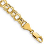 14k Hollow Diamond-cut Double Link Charm Bracelet