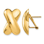 14k 15x Polished X Omega Back Post Earrings