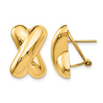 14k 13x Polished X Omega Back Post Earrings