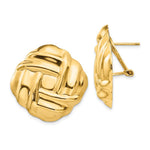 14k Polished Woven Omega Back Post Earrings