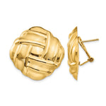 14k Polished and Satin Woven Omega Back Post Earrings