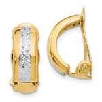 14k and White Rhodium 6x Diamond-cut Half Hoop Omega Back Non-pierced Earrings