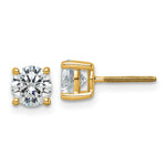14k White Gold 2 carat Lab Grown Diamond VS+ F+ Round Four Prong Stud Post Earrings