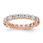14k Rose Gold Polished Size 4.5 Shared Prong 2 carat Diamond Complete Eternity Band