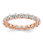 14k Rose Gold Polished Size 5 Shared Prong 2 carat Diamond Complete Eternity Band