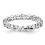 14k White Gold Polished Size 6.5 Shared Prong 2 carat Diamond Complete Eternity Band