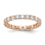 14k Rose Gold Polished Size 7.5 Shared Prong 2 carat Diamond Complete Eternity Band
