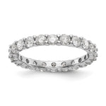 14k White Gold Polished Size 7.5 Shared Prong 2 carat Diamond Complete Eternity Band