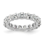 14k White Gold Polished Size 4.5 Shared Prong 3 carat Diamond Complete Eternity Band