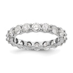 14k White Gold Polished Size 7.5 Shared Prong 3 carat Diamond Complete Eternity Band