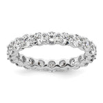 14k White Gold Polished Size 9 Shared Prong 3 carat Diamond Complete Eternity Band
