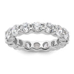 14k White Gold Polished Size 7.5 Shared Prong 4 carat Diamond Complete Eternity Band