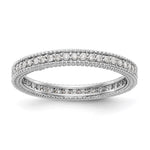 14k White Gold Polished 1/3CT Milgrain Edge Diamond Eternity Band