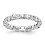 14k White Gold Polished Size 7 U-Shared Prong 3 carat Diamond Complete Eternity Band